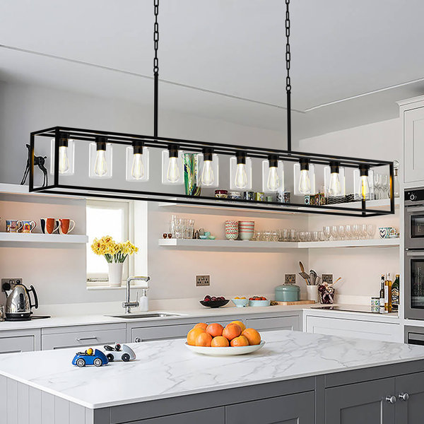 Gracie Oaks Island Light For Kitchen With Clear Glass 10lights